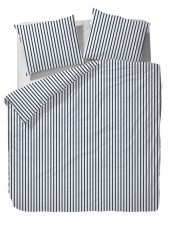 Bettw�sche Palermo von Venezia Home, Baumwoll-Satin, Gestreift, Wei�, Blau