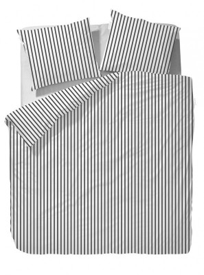 Best-Line GmbH Bettw&auml;sche Palermo von Venezia Home, Baumwoll-Satin, Gestreift, Anthrazit, Wei&szlig;