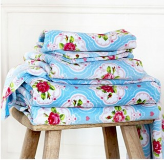 Pip Handtuch Flower Medallion Blau, 55x100cm